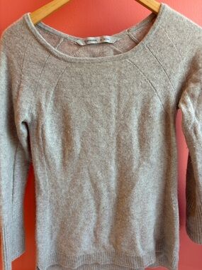Athleta Light Taupe Scoop Neck Cashmere-Blend Sweater